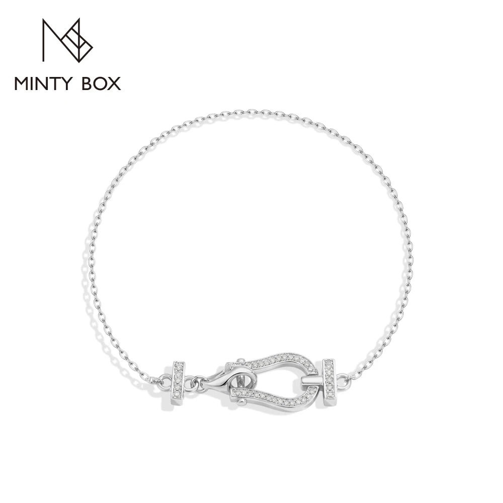 MINTYBOX Horseshoe Clasp Pave Moissanite Bracelet 925 Sterling Silver