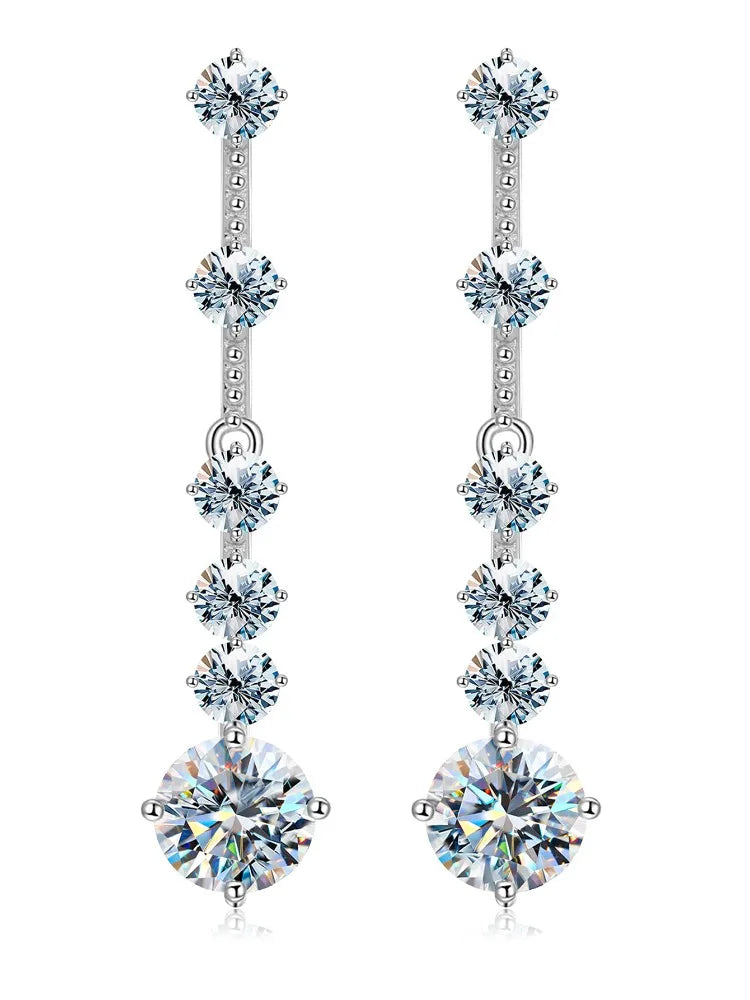 1CT Moissanite Diamond Long Tassel Drop Earrings