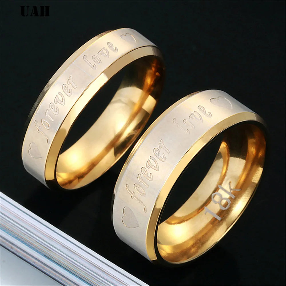 Engraved Forever Love Couple Rings