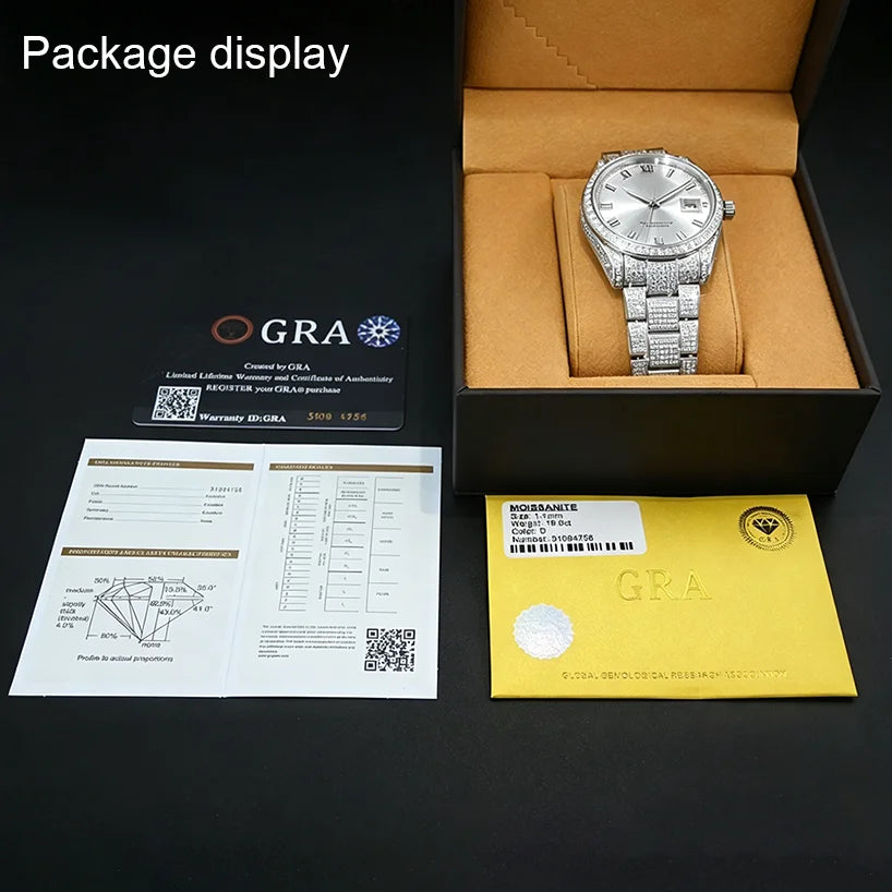 Luxury Iced Out Moissanite Diamond Watch Automatic Mechanical Wrist Watch Miyota 8215 Movement