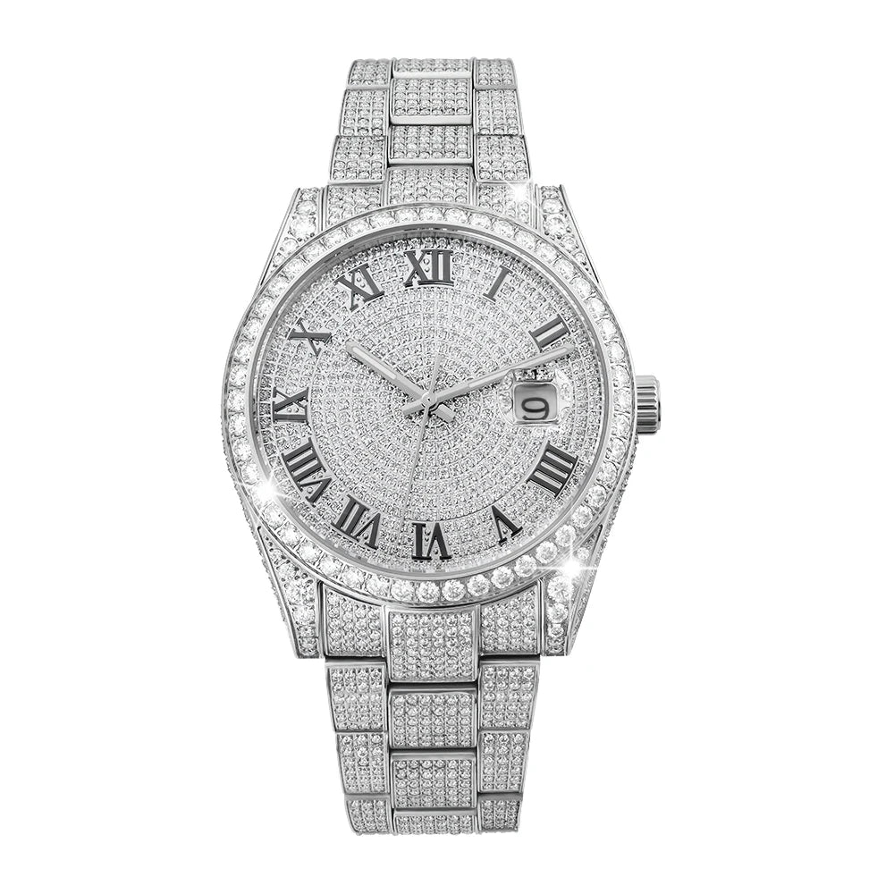 VVS Moissanite Diamond Iced Out  Watch 8215 Automatic Mechanical Movement Wristwatch
