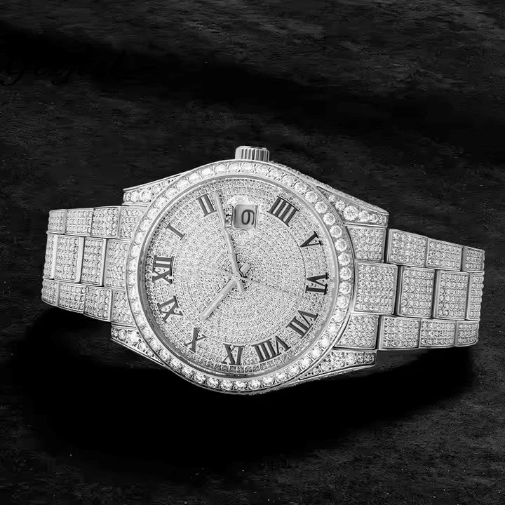 VVS Moissanite Diamond Iced Out  Watch 8215 Automatic Mechanical Movement Wristwatch