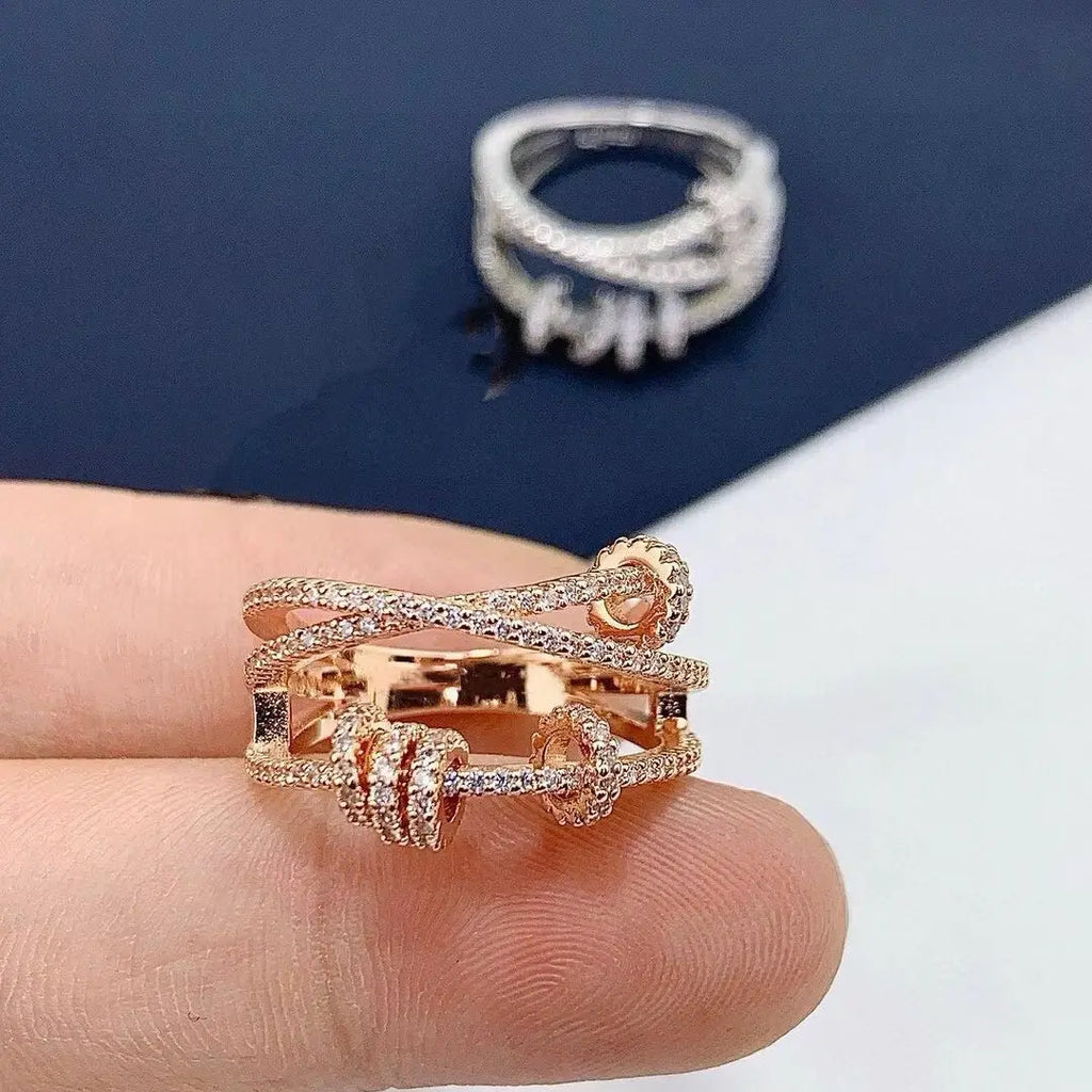 s925 Silver Time Running Rotatable Moissanite Ring