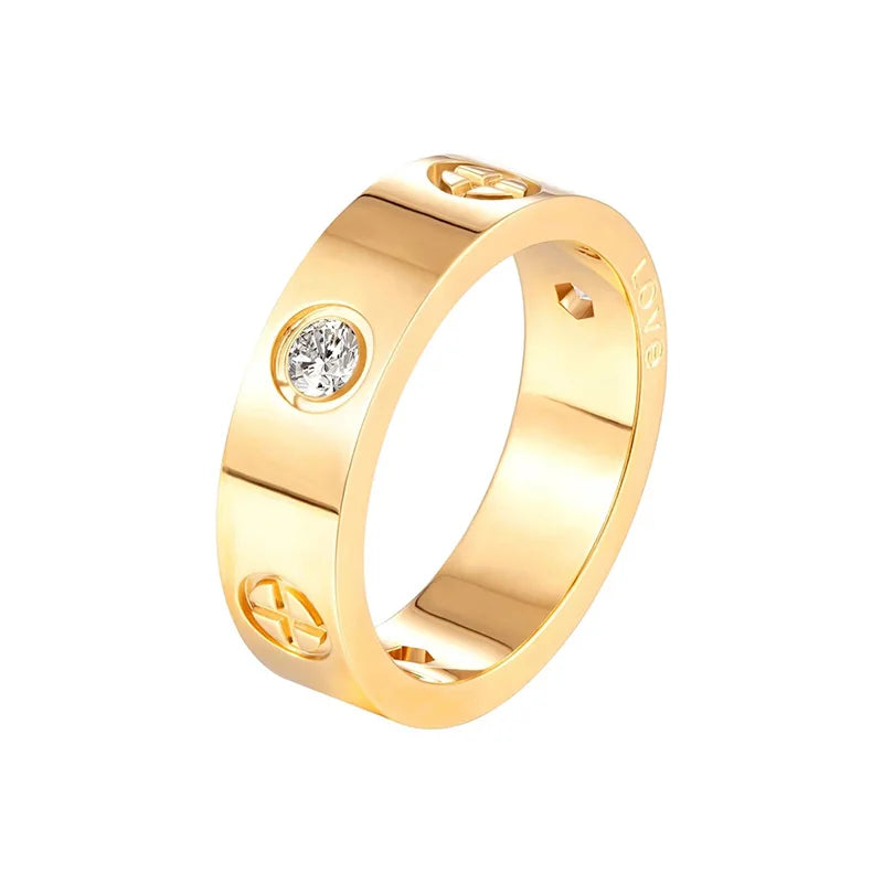 Rose Gold Love Ring Couple CZ Crystal Rings