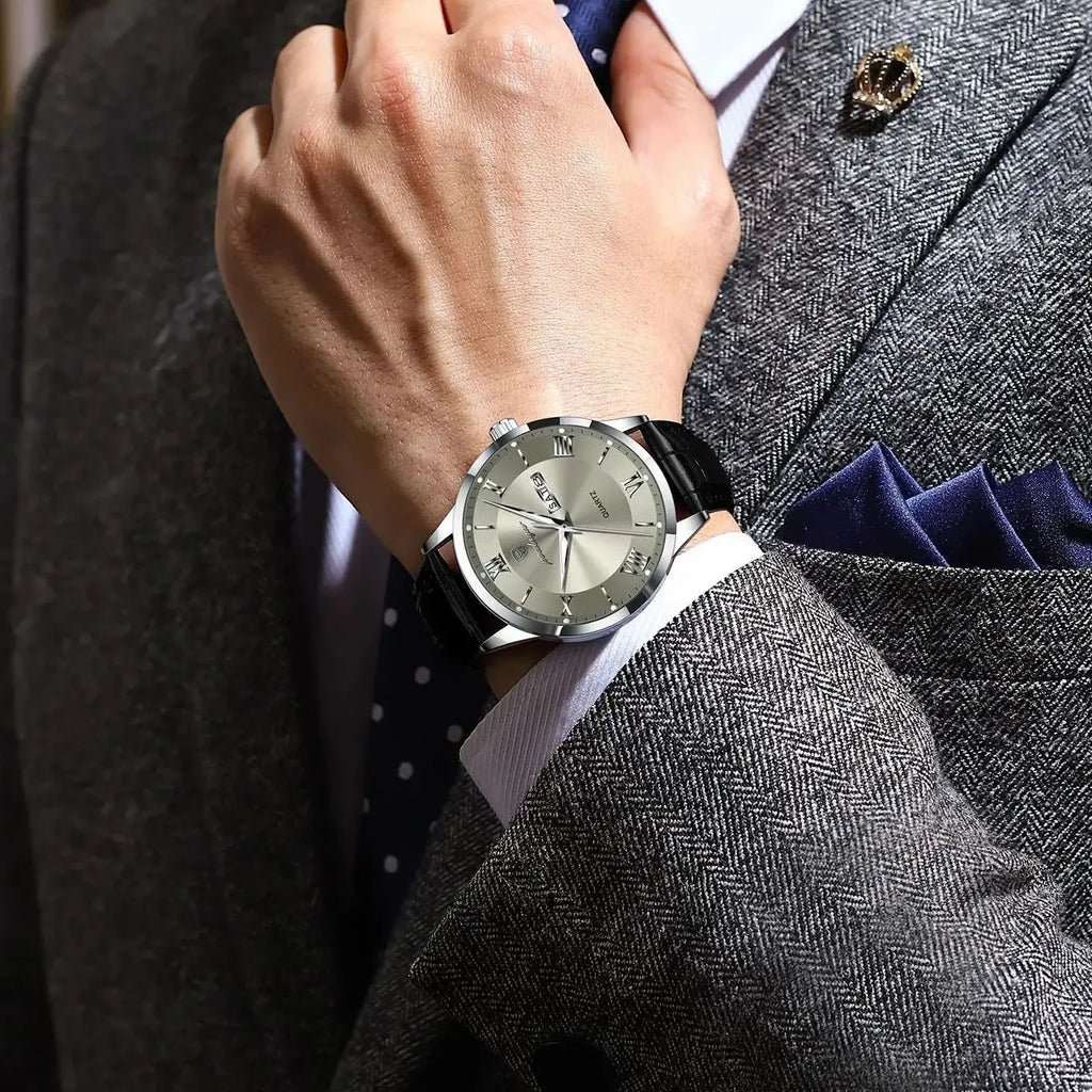 Luxury Watch Military Leather Men Quartz Waterproof Reloj+Box