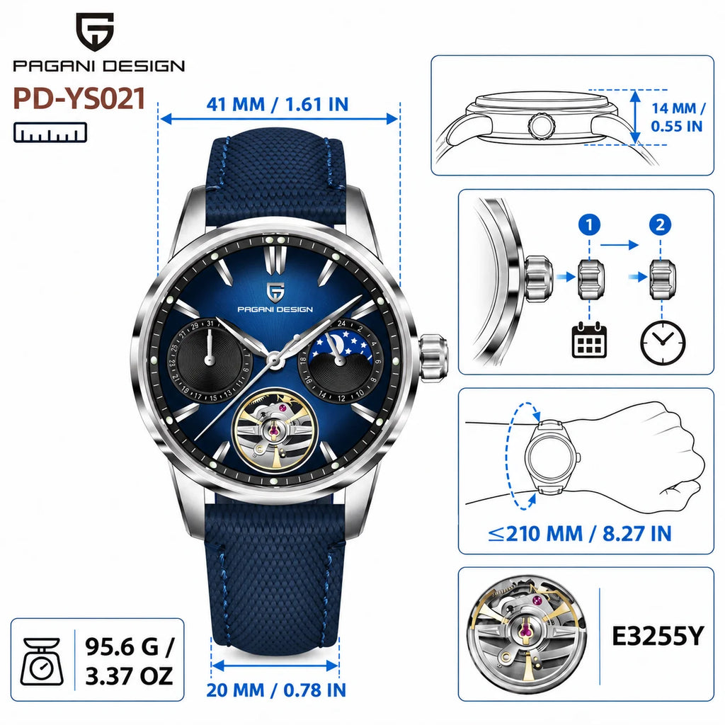 Sapphire stone Pagani Design 2026 41MM 0bar reloj hombre wristwatch